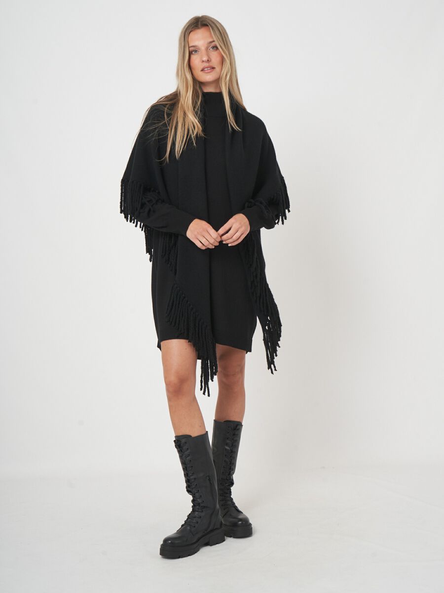 Grob gestrickter Kaschmir-Dreiecksschal mit Fransen image number 1