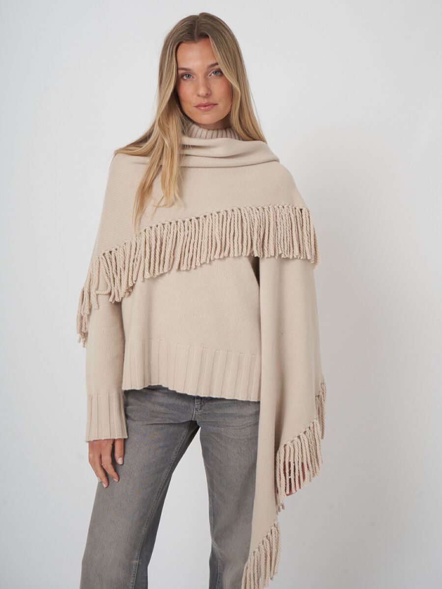 Grob gestrickter Kaschmir-Dreiecksschal mit Fransen image number 2