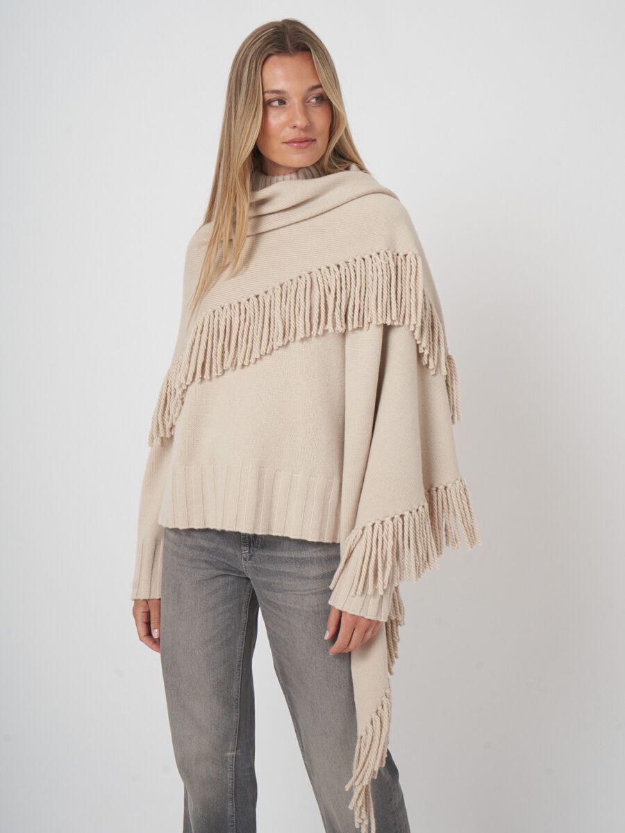 Grob gestrickter Kaschmir-Dreiecksschal mit Fransen image number 5