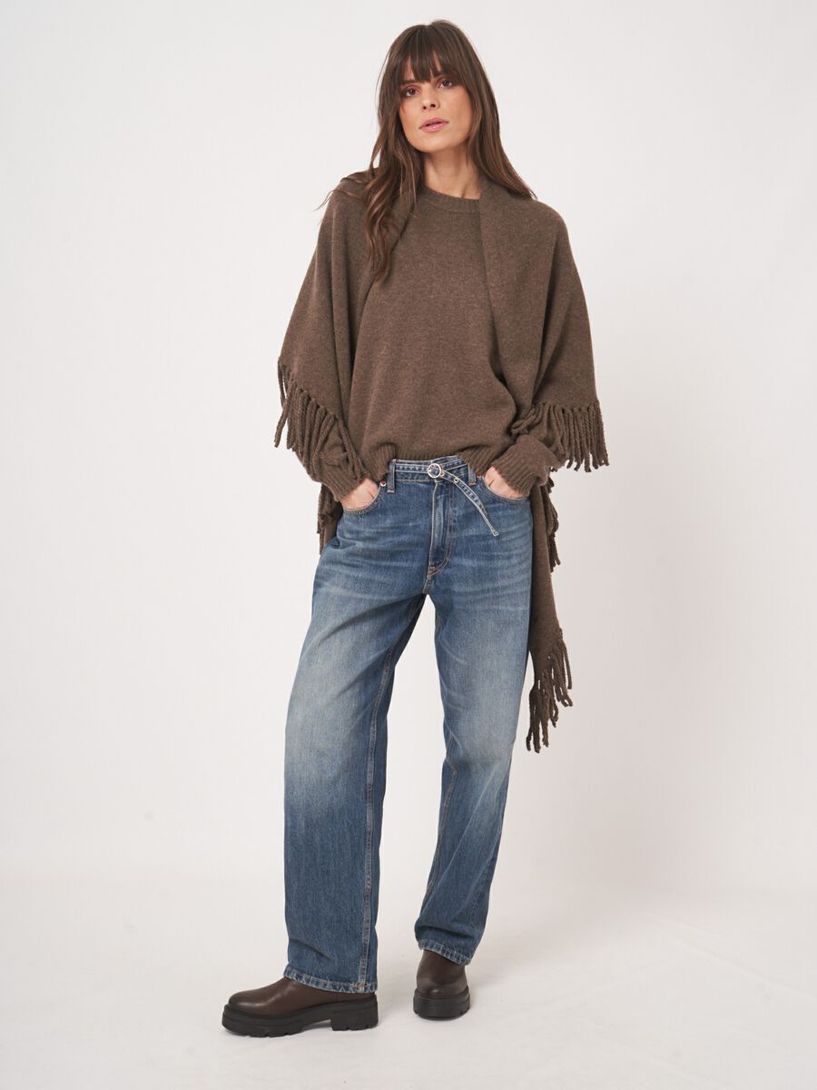 Écharpe en cachemire – forme triangulaire & franges image number 2