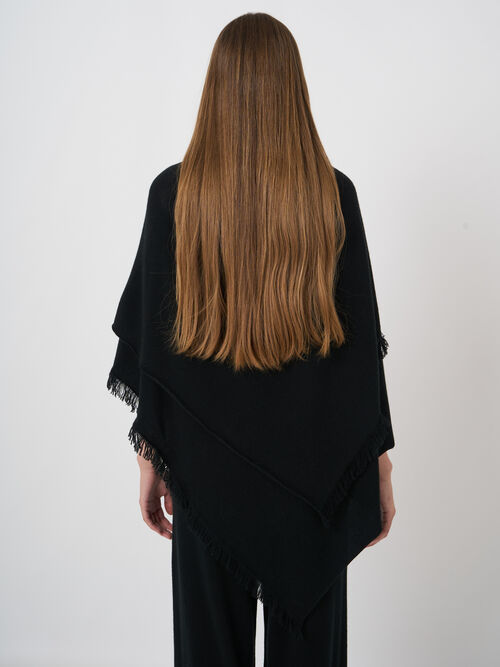 Poncho laine-cachemire &agrave; fermeture boutonn&eacute;e