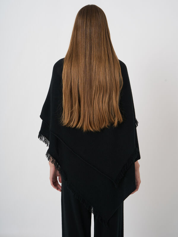 Wool-Cashmere Poncho with Button Closure image number 1
