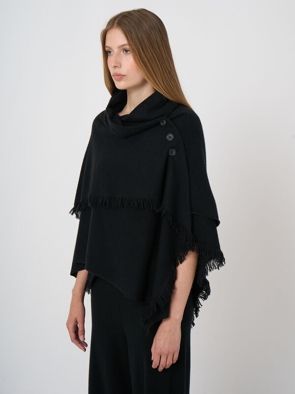 Wool-Cashmere Poncho with Button Closure image number 2
