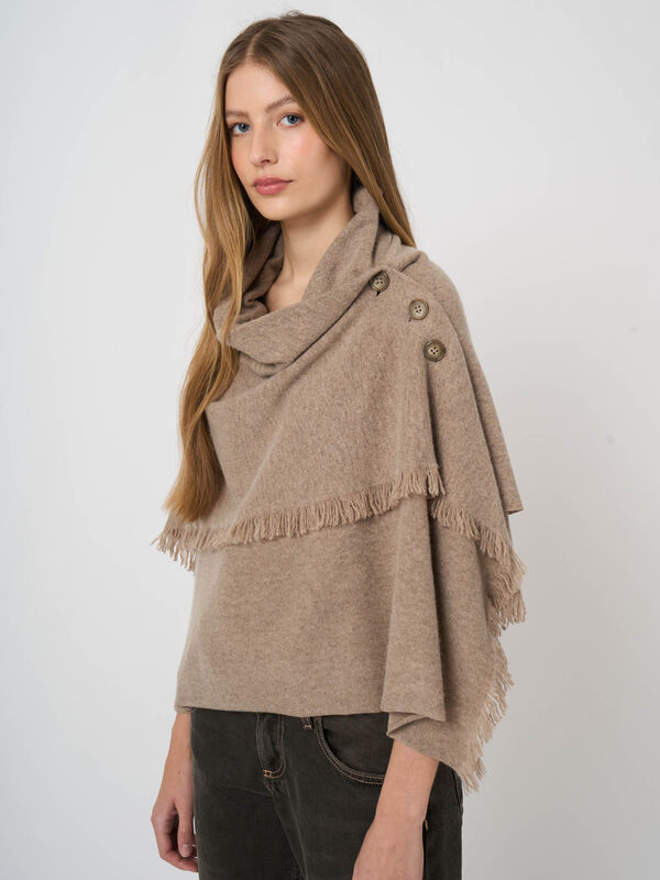 Wool-Cashmere Poncho with Button Closure image number 4
