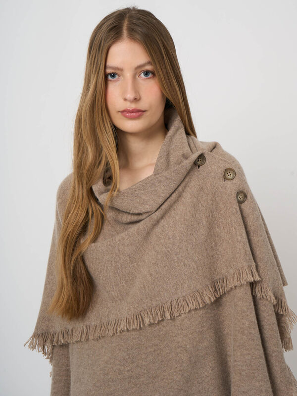 Wool-Cashmere Poncho with Button Closure image number 6