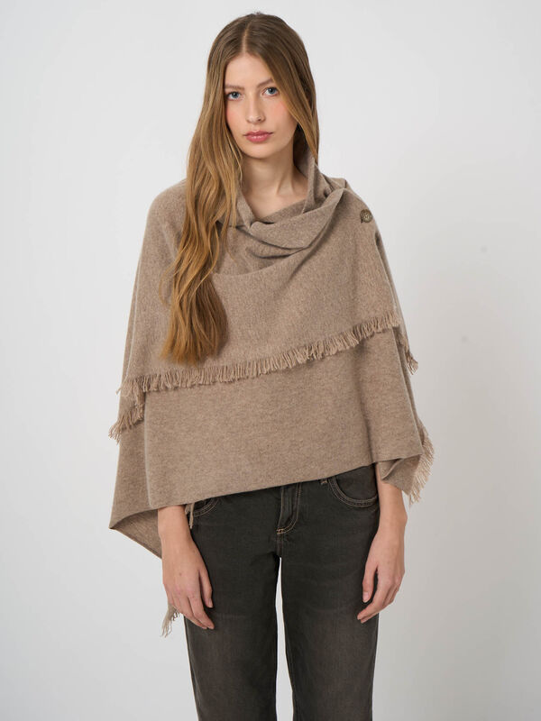 Wool-Cashmere Poncho with Button Closure image number 7