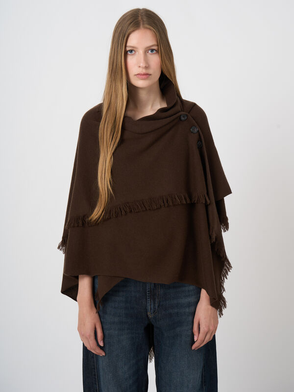 Woll-Kaschmir-Poncho mit Knopfverschluss image number 0
