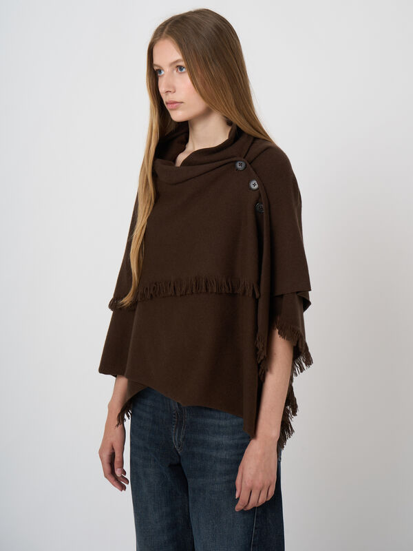 Woll-Kaschmir-Poncho mit Knopfverschluss image number 3