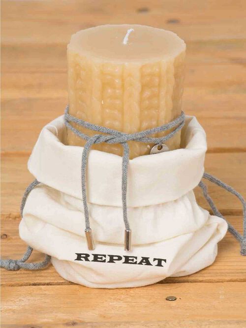 Kabelstrickkerze mit Beutel