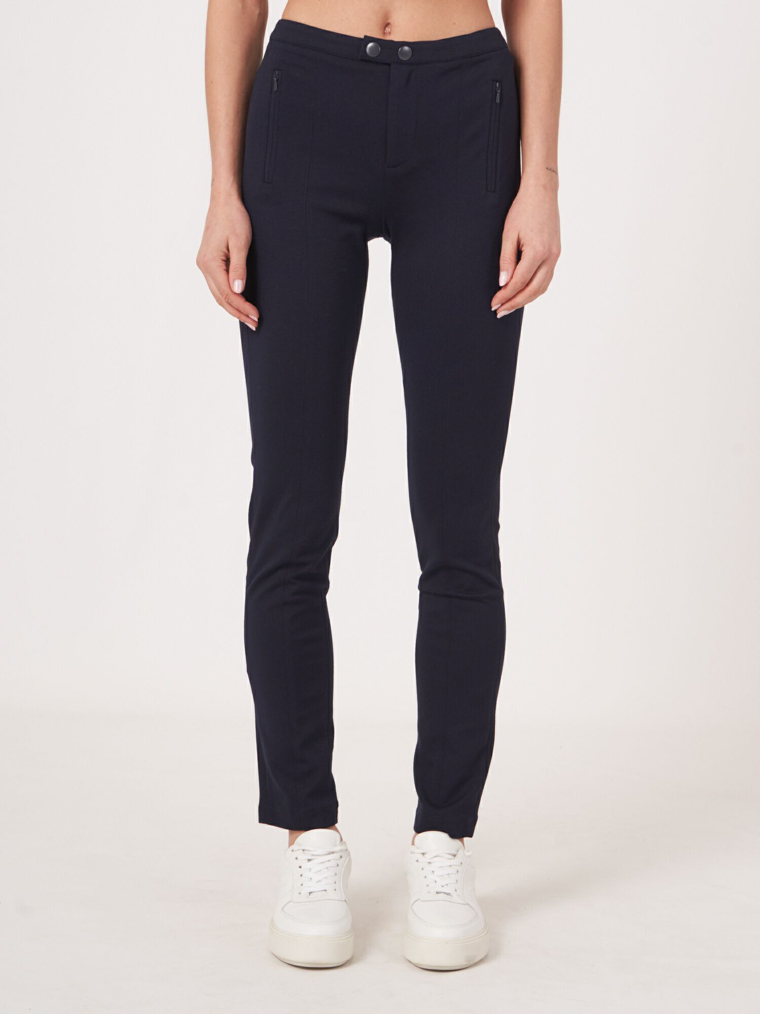 Ponte pants with visible front seam