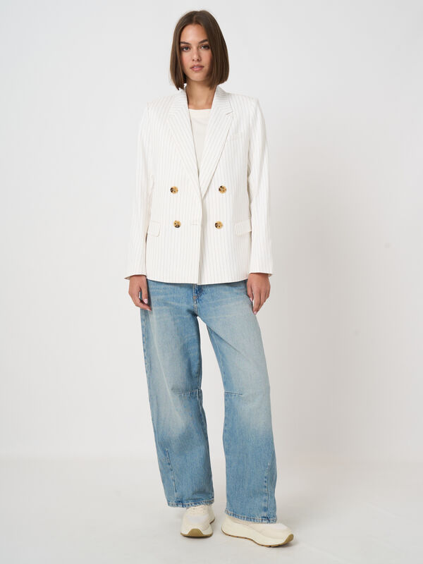 Striped linen blend blazer image number 1