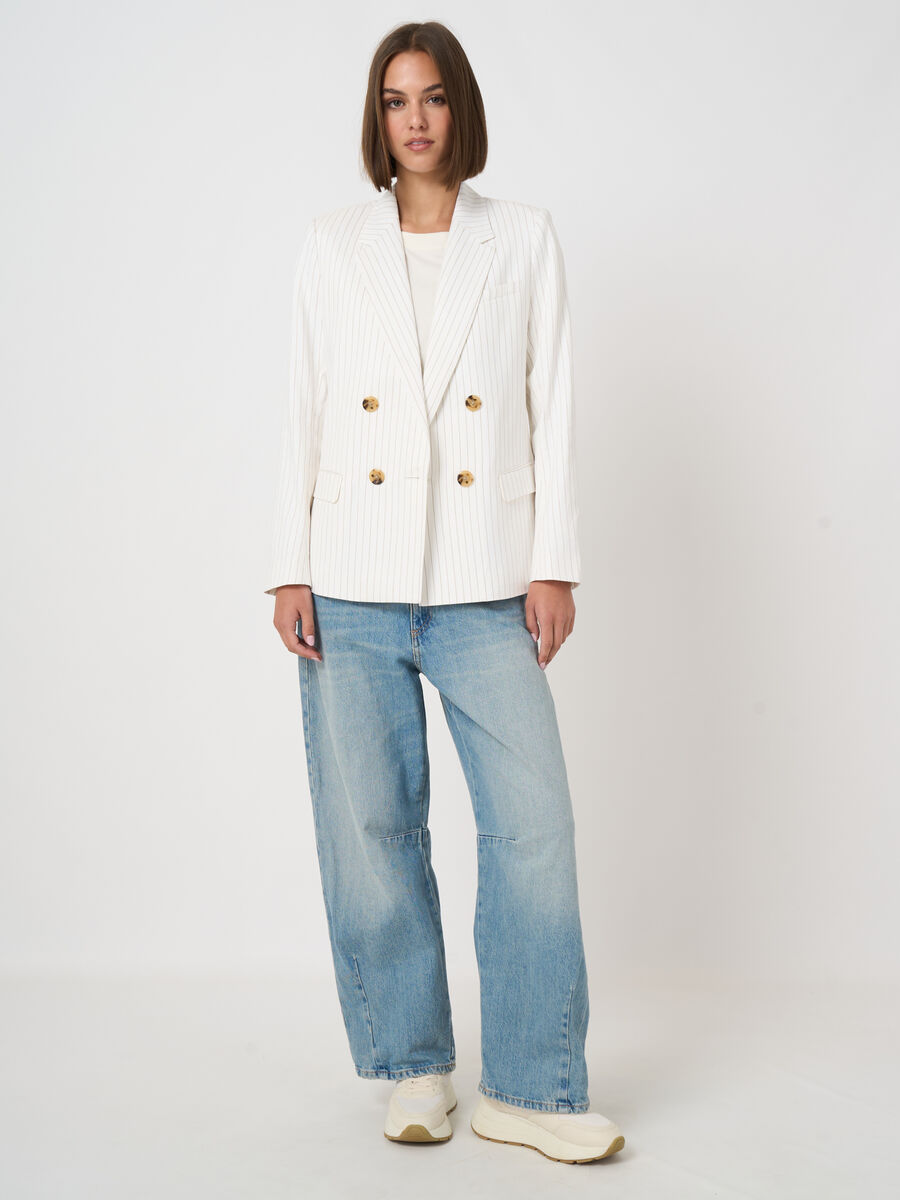 Striped linen blend blazer image number 1