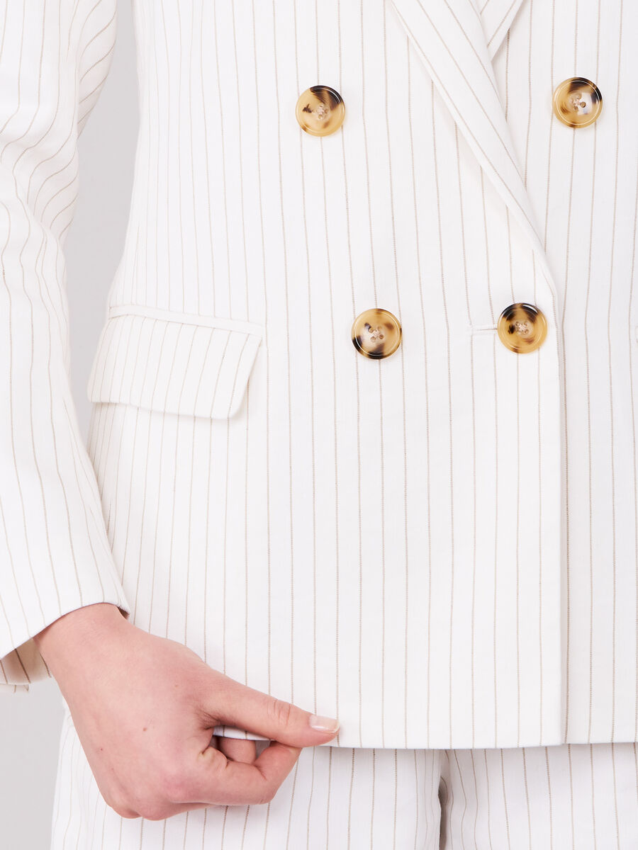 Gestreifter Blazer aus hochwertiger Italienischer Leinenmischung image number 1