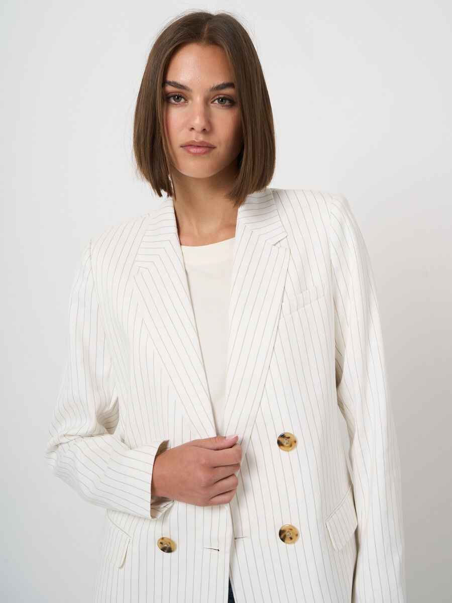 Striped linen blend blazer image number 2