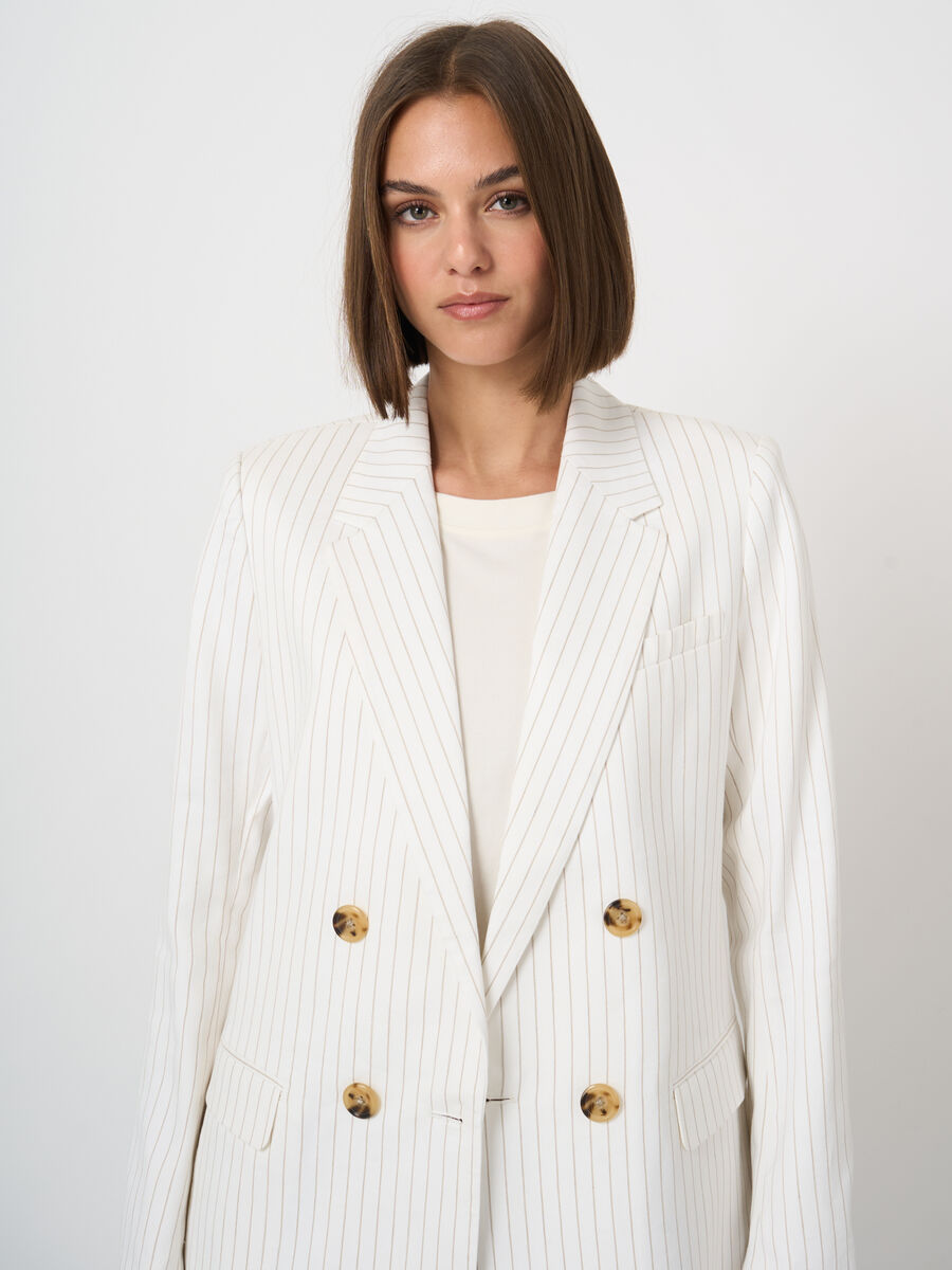 Striped linen blend blazer image number 3