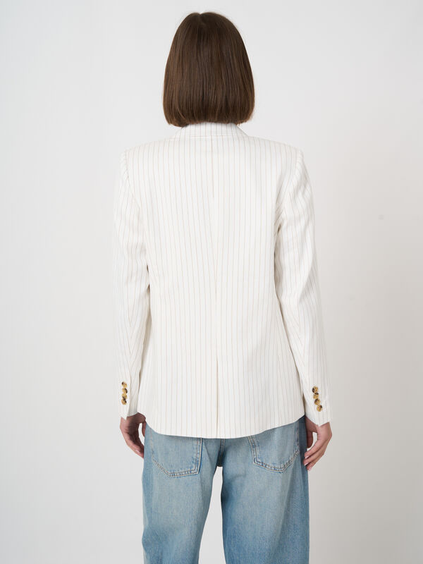 Striped linen blend blazer image number 4