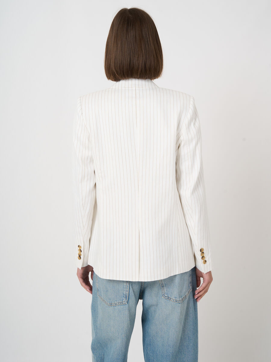 Striped linen blend blazer image number 4