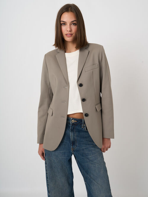 Blazer taill&eacute; en coton m&eacute;lang&eacute;