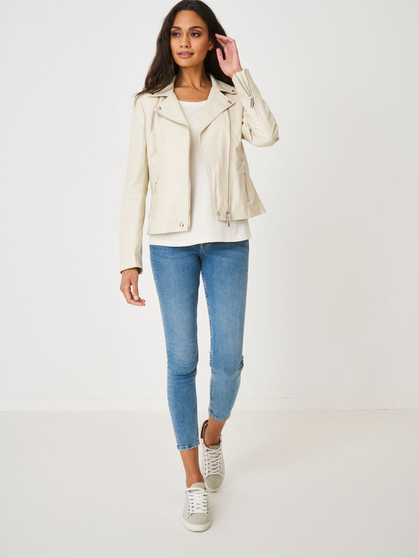 Blouson biker en cuir image number 3