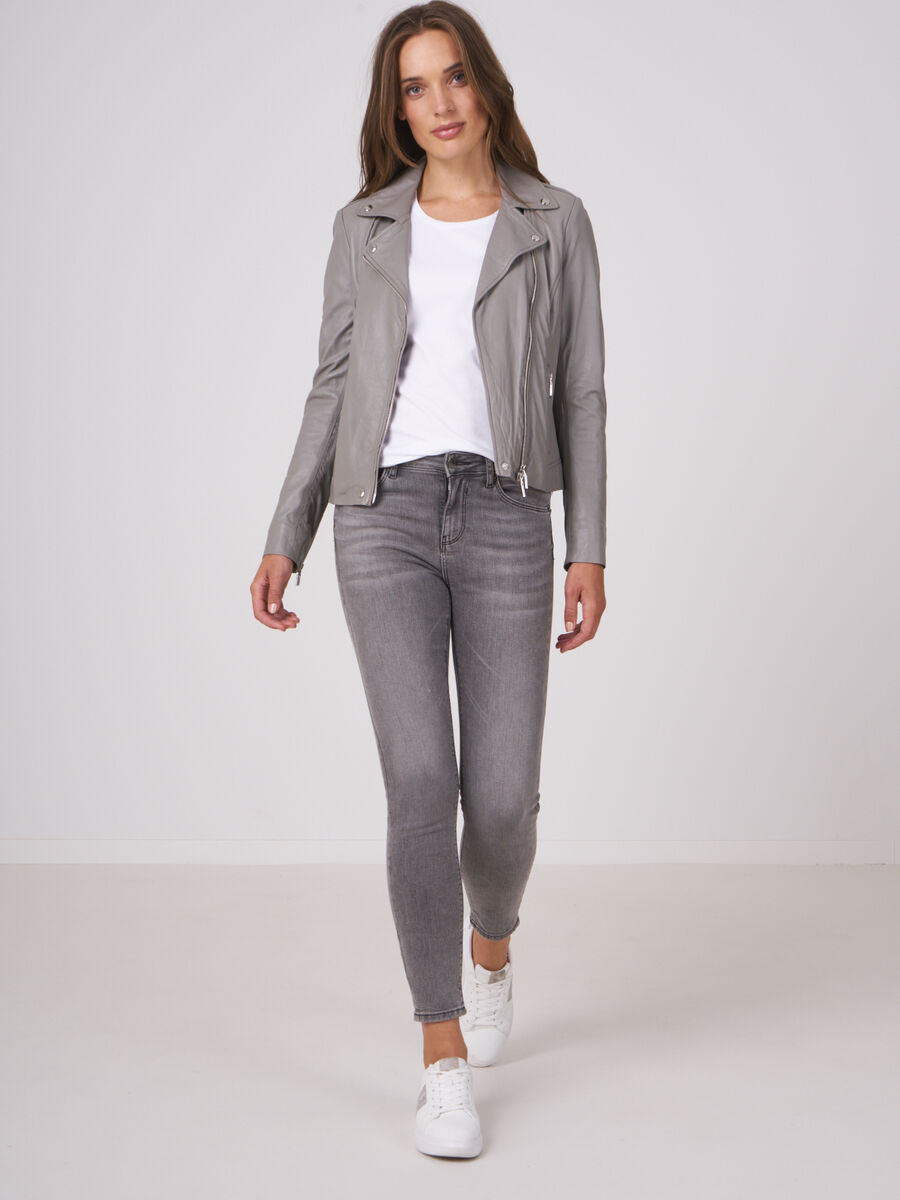 Leather biker jacket image number 3