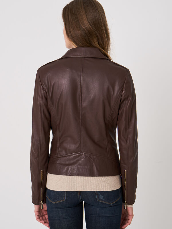Blouson biker en cuir image number 2