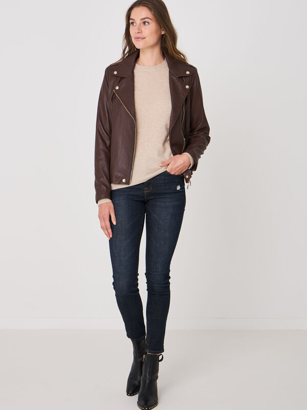 Blouson biker en cuir image number 3