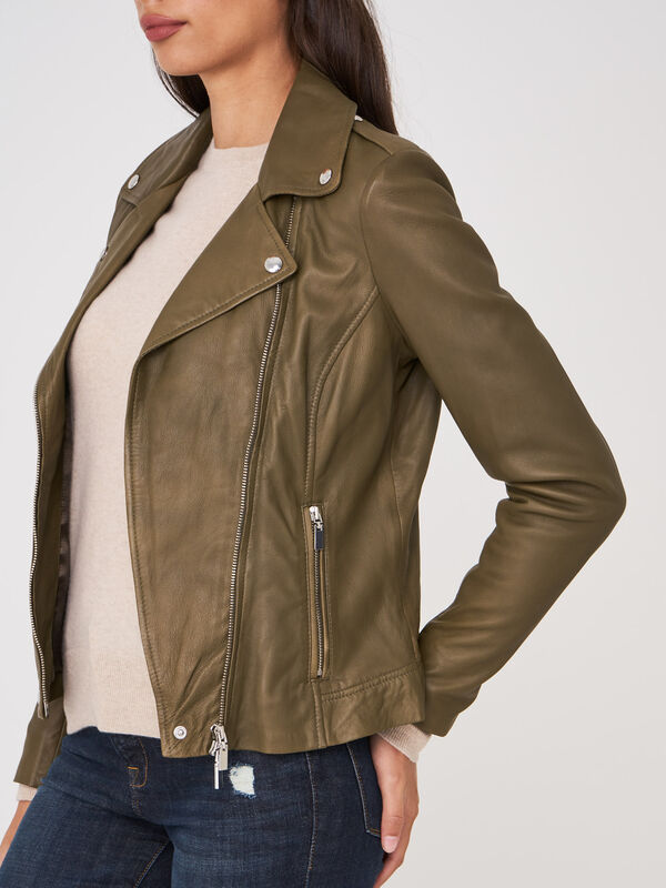 Blouson biker en cuir image number 2