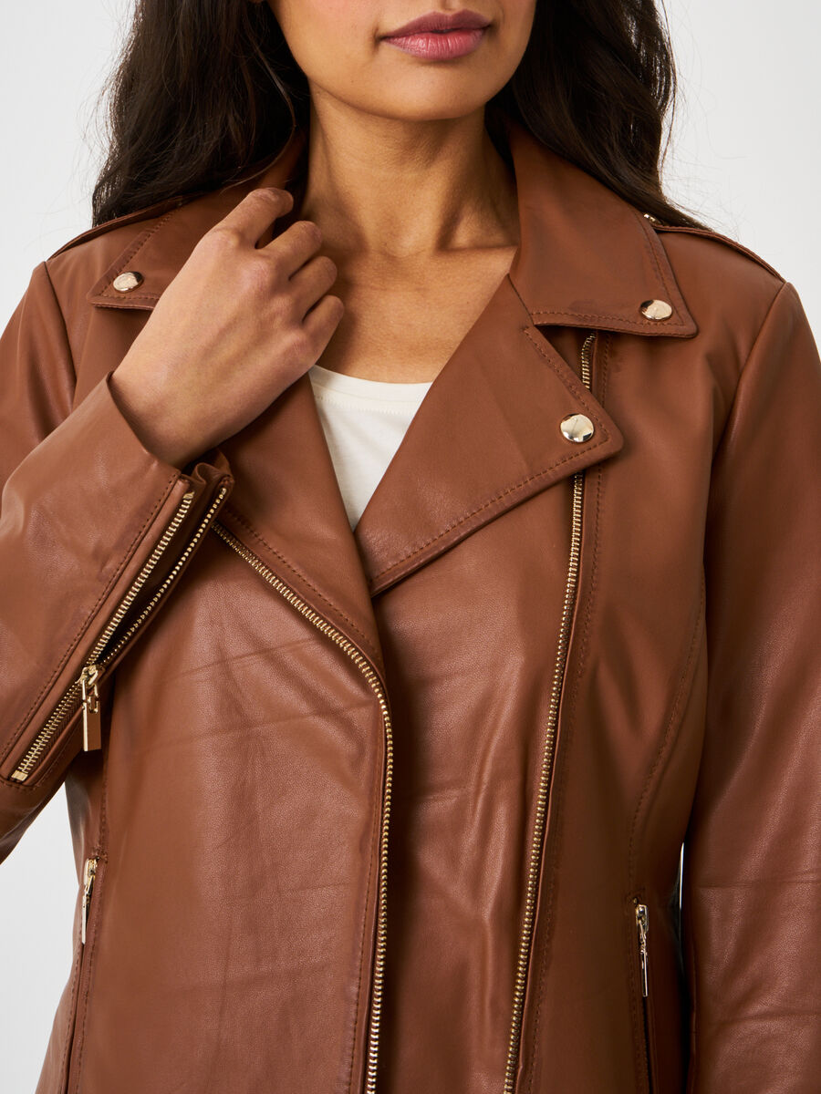 Blouson biker en cuir image number 2