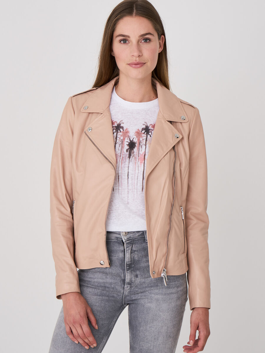 Leather biker jacket image number 0