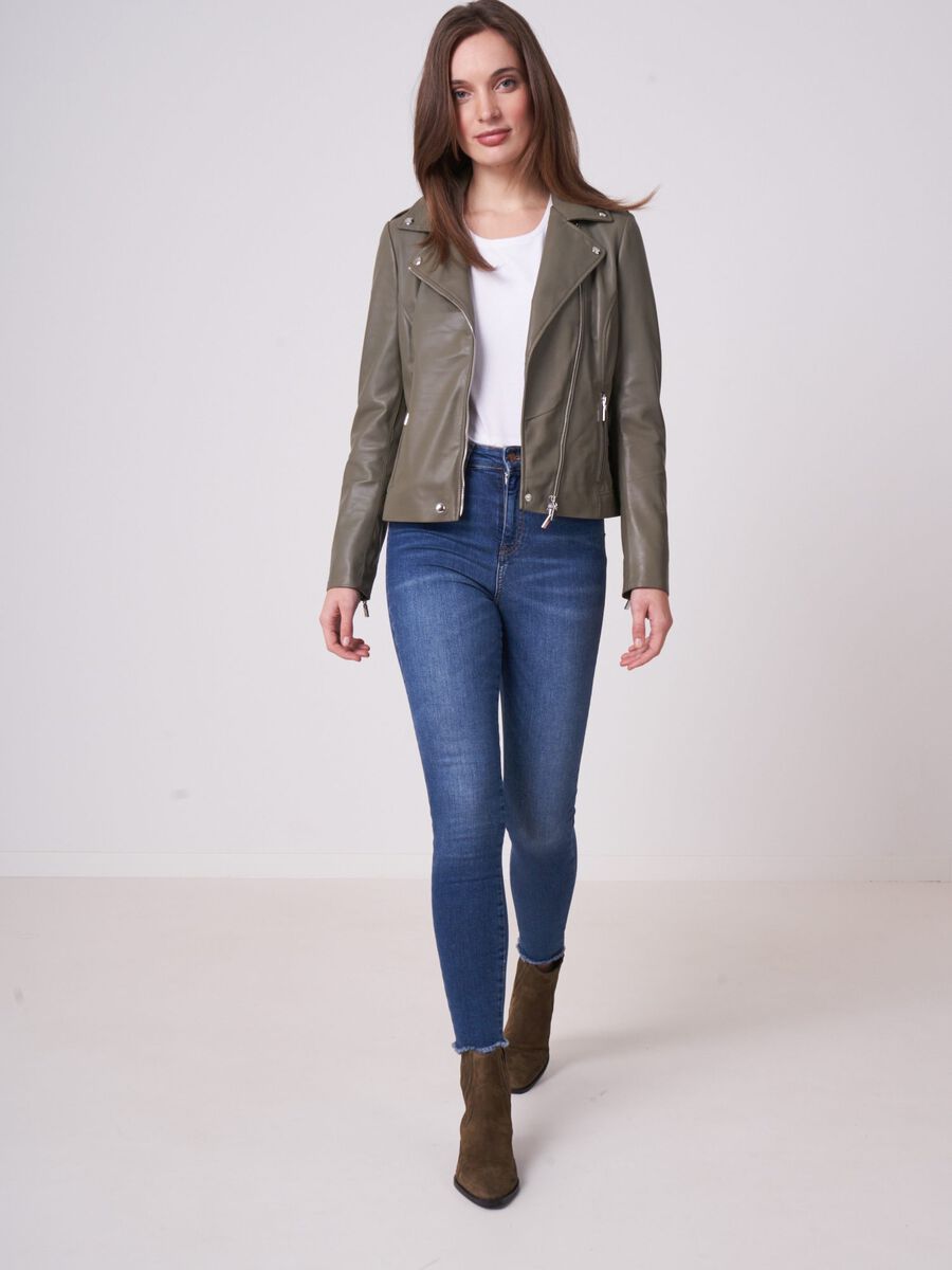 Blouson biker en cuir image number 3