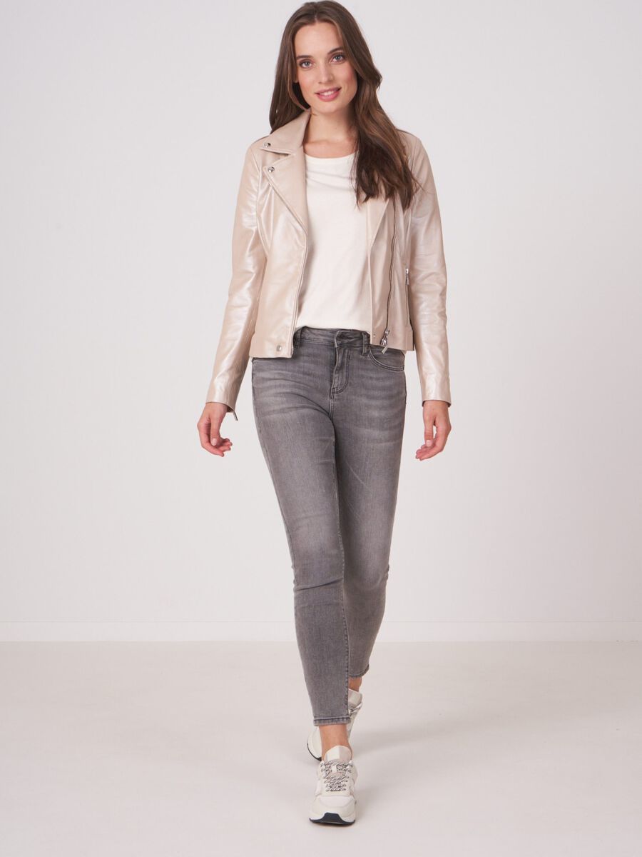 Leather biker jacket image number 3