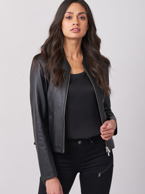 Cropped leather jacket