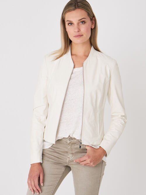 Cropped leather jacket