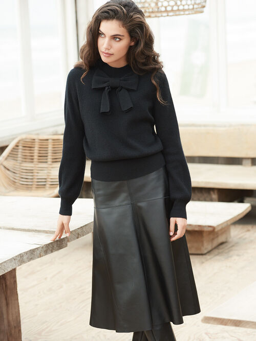 A-line leather skirt
