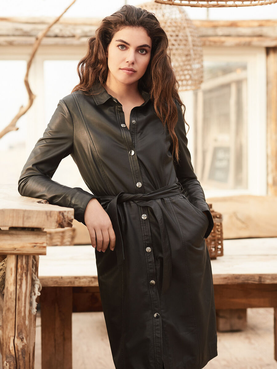 Leather shirt dress image number 1