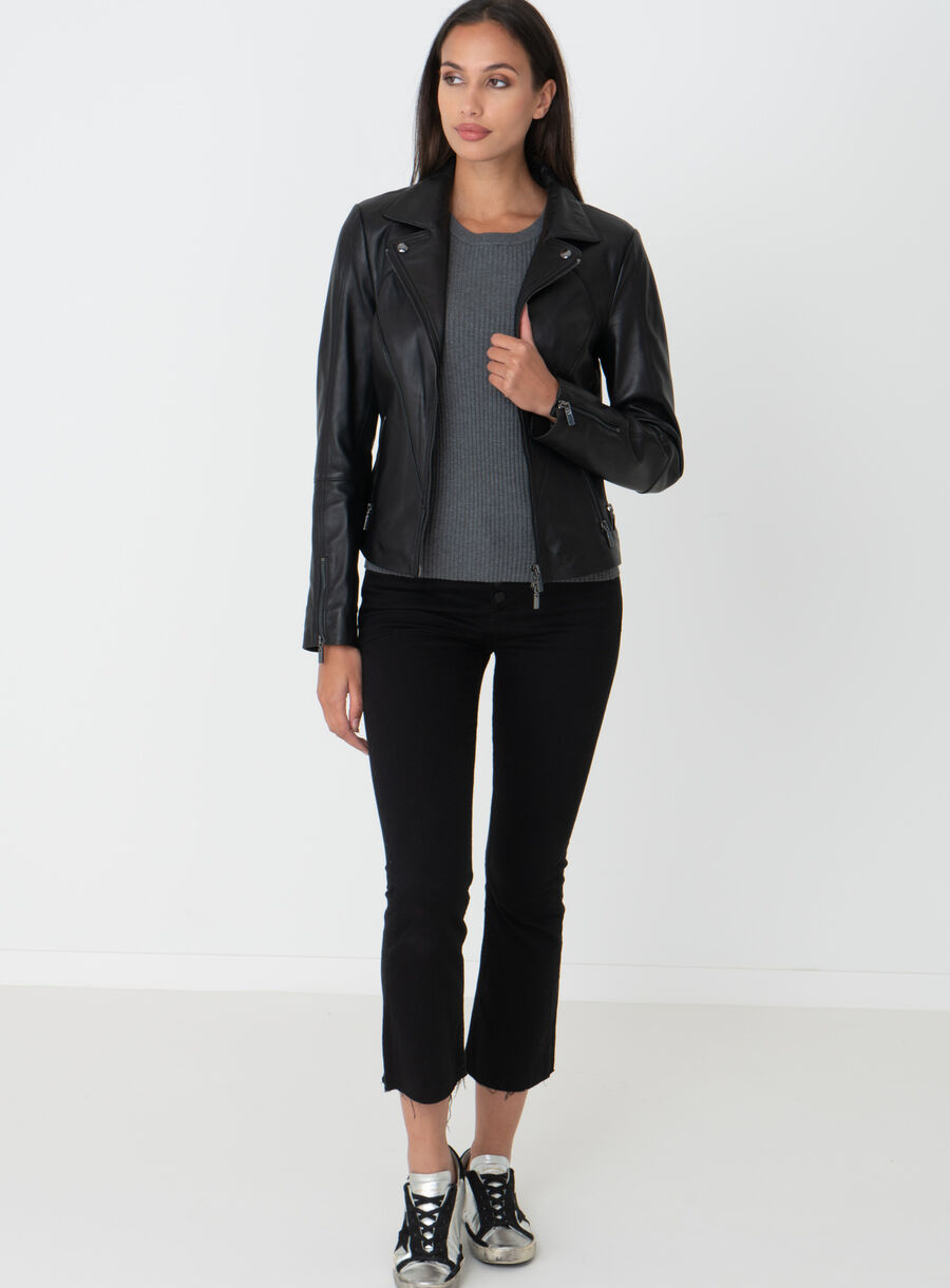 Dames biker jas van leer image number 3