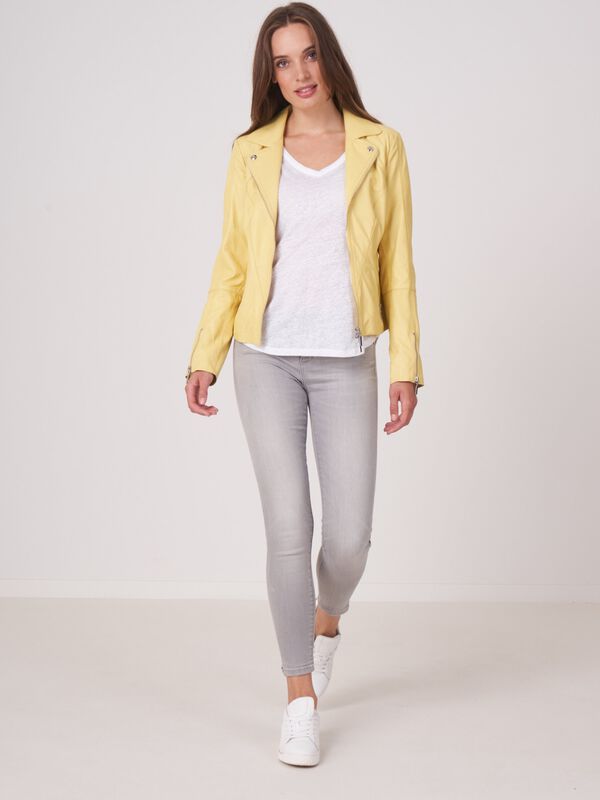 Dames biker jas van leer image number 3