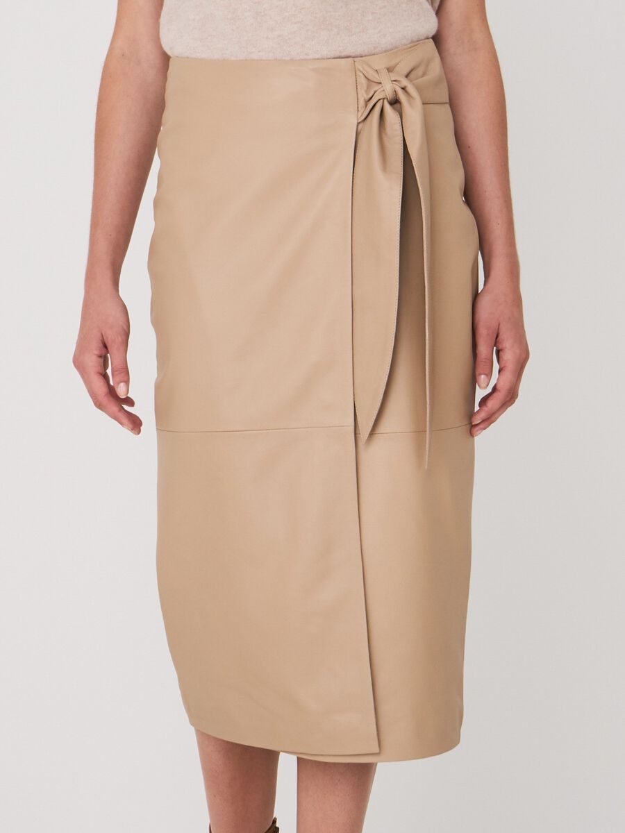 Nappa leather wrap front skirt image number 0