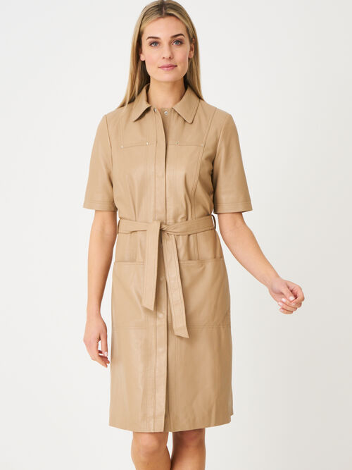 Leren hemdjurk met riem