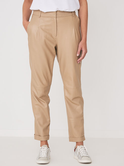 Loose fit leren broek