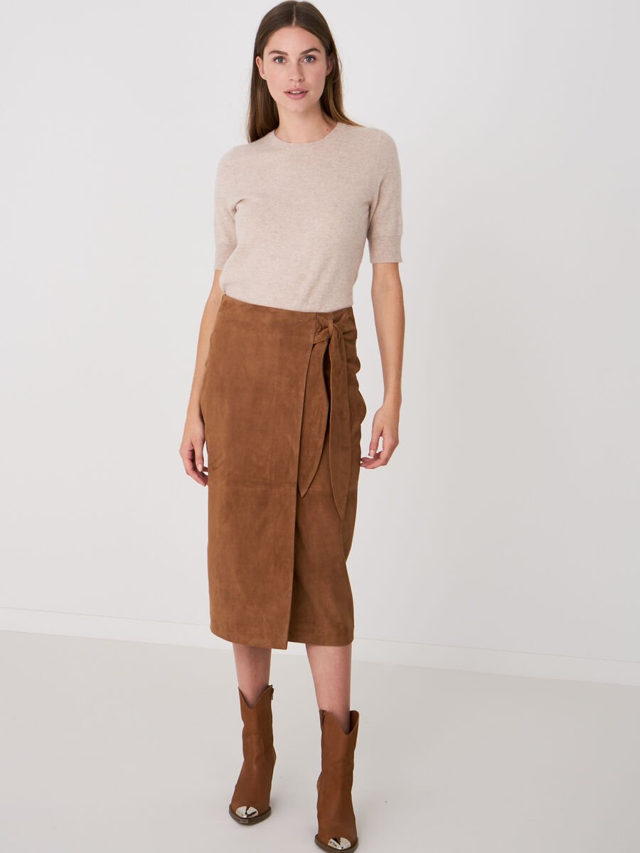 Leren overslagrok met strik image number 3