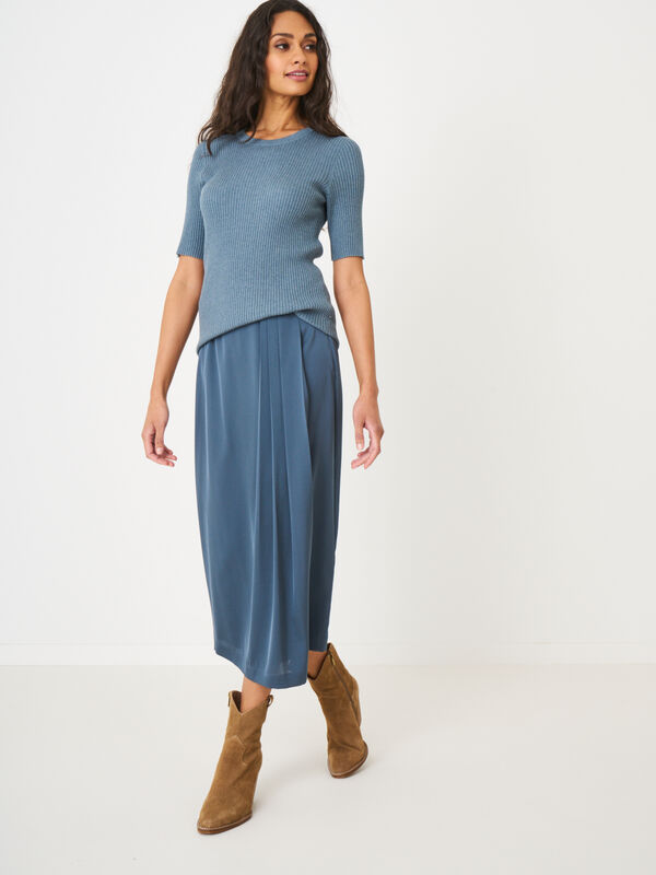 Flowy wrap front silk skirt image number 3