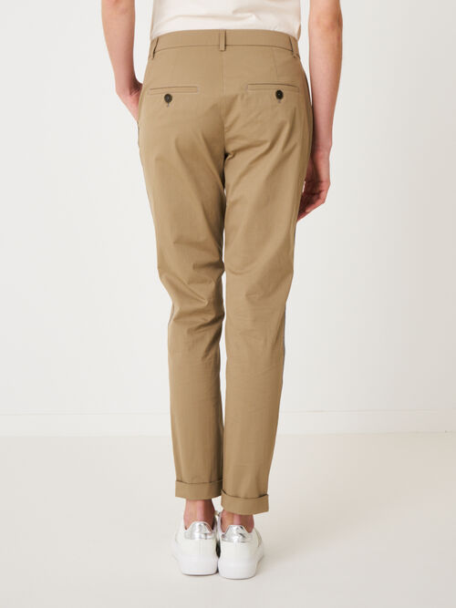 Stretch cotton women's chinos with side metallic stripes