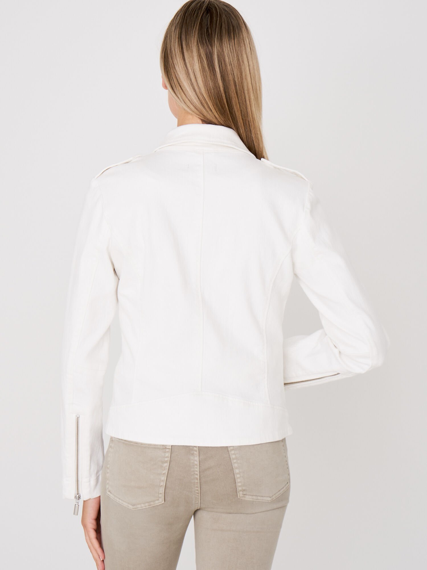 White denim shop biker jacket