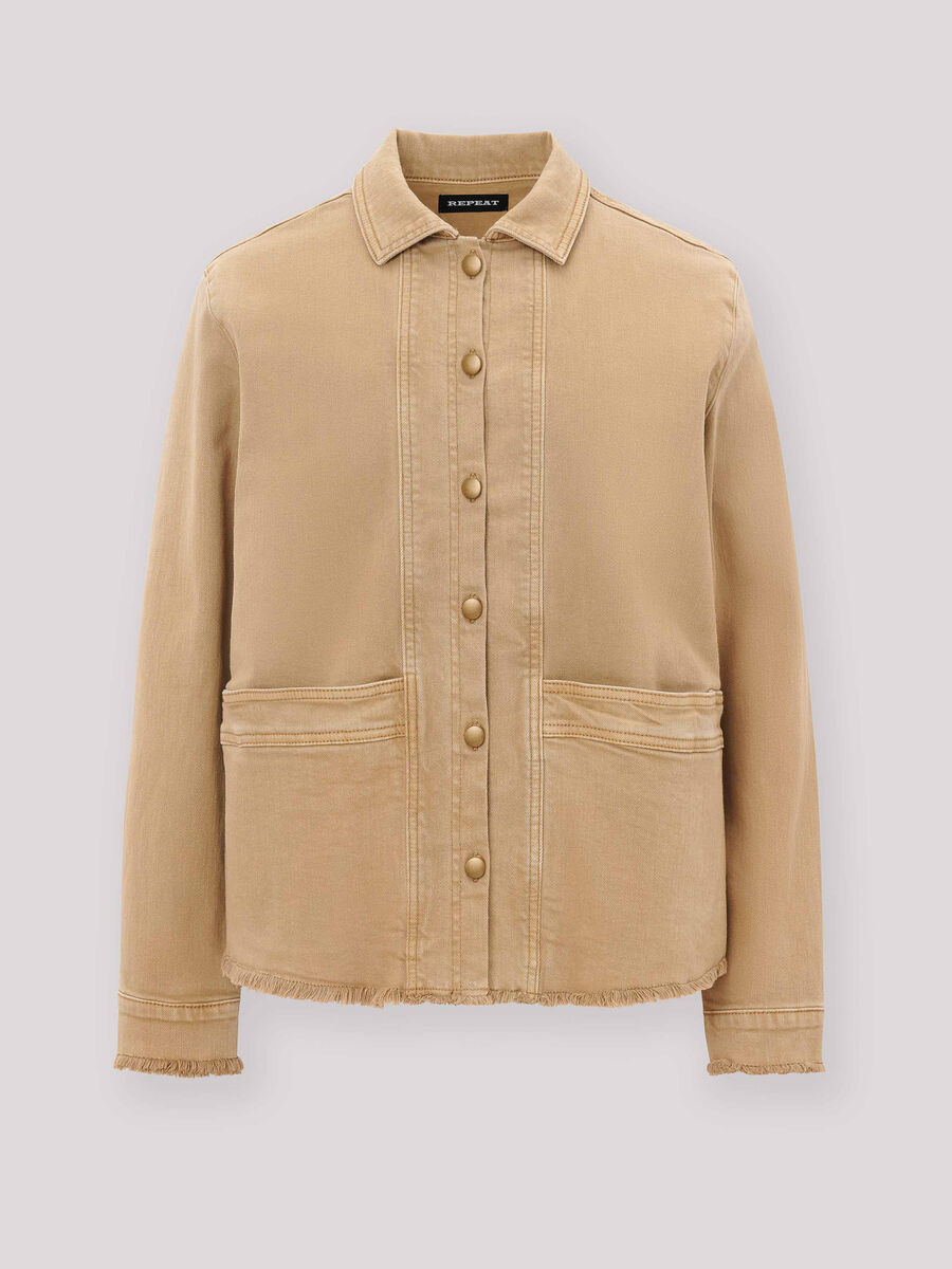 Cotton loose fit jacket with fringe image number 0