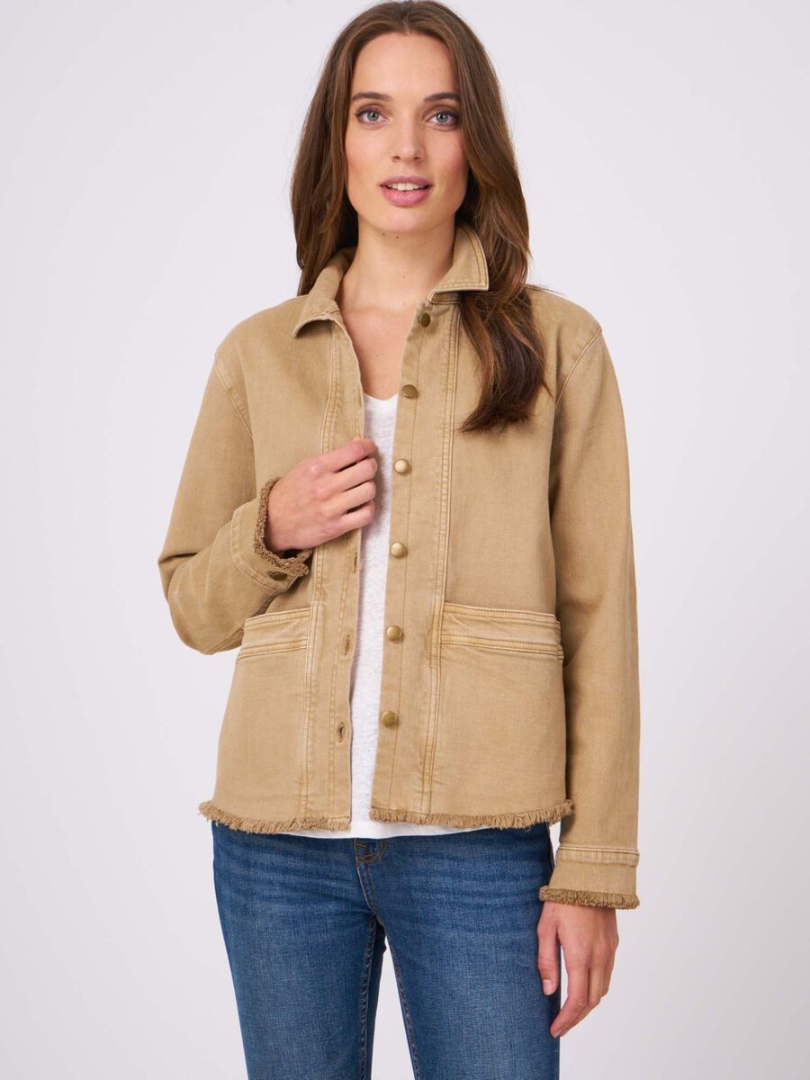 Cotton loose fit jacket with fringe image number 0