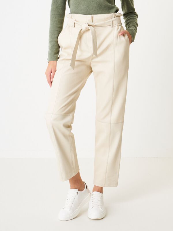 Loose fit leather pants with waist band image number 0