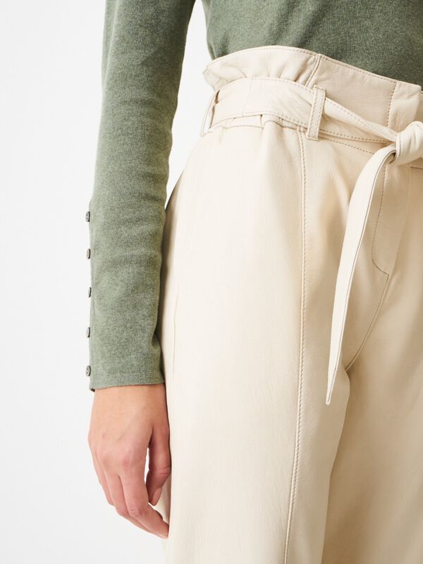 Loose fit leather pants with waist band image number 2