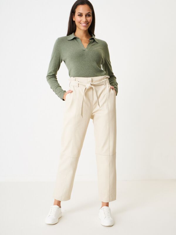 Loose fit leather pants with waist band image number 3