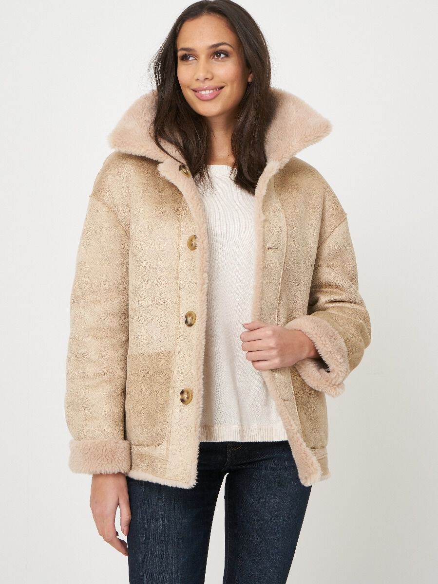 Reversible faux shearling coat